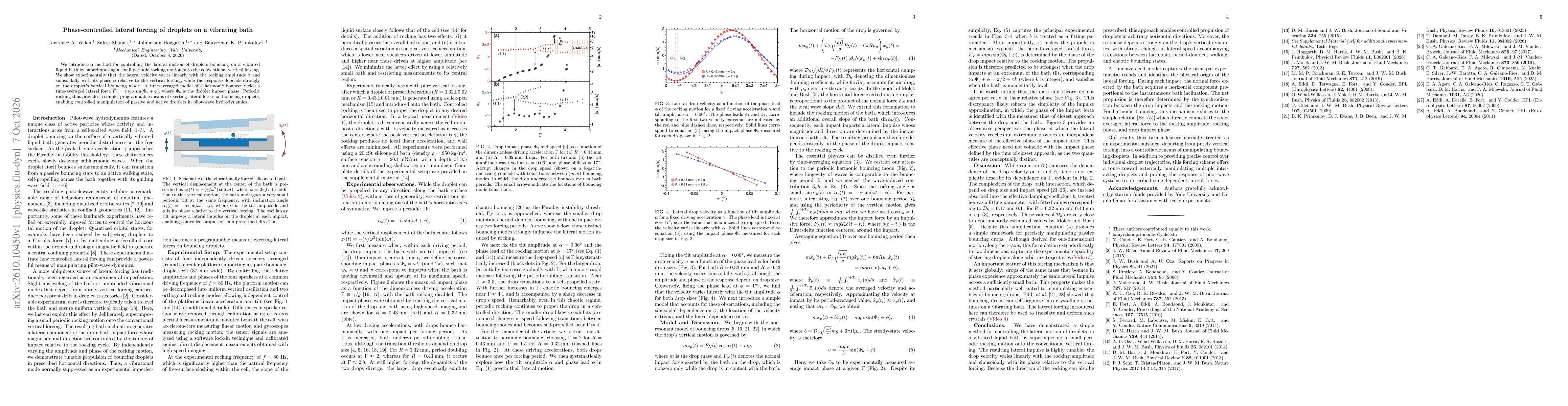 Thumbnail for Phase-controlled lateral forcing of droplets on a vibrating bath