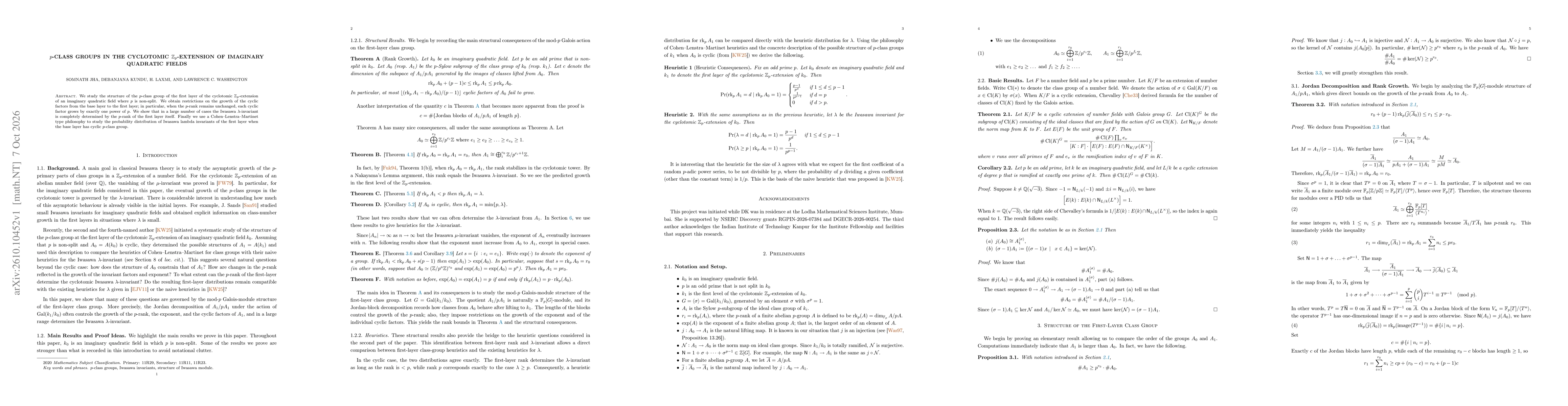 Thumbnail for $p$-class groups in the cyclotomic $\mathbb{Z}_p$-extension of imaginary quadratic fields