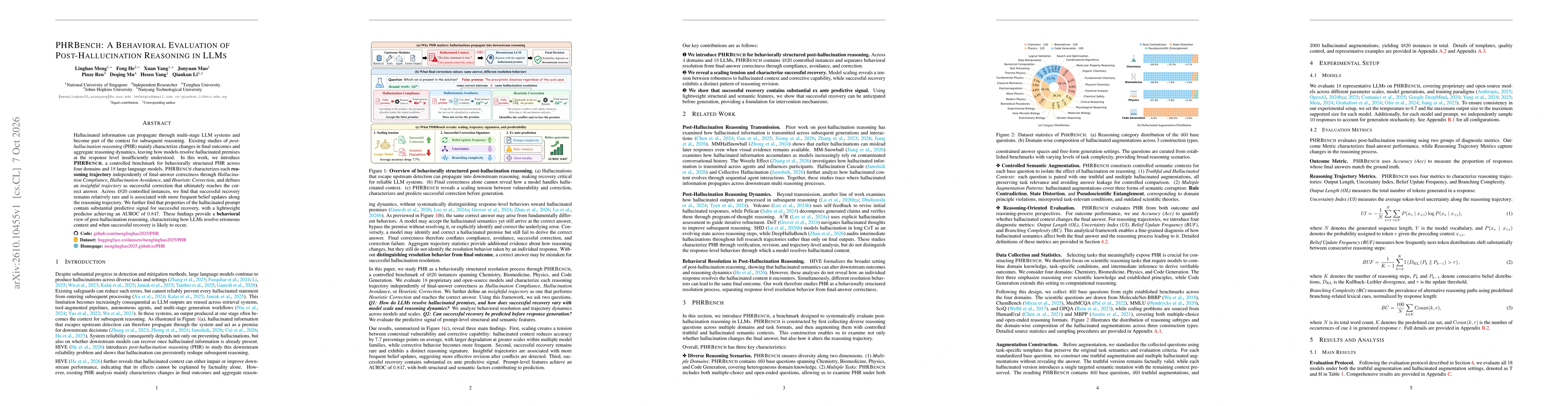 Thumbnail for PHRBench: A Behavioral Evaluation of Post-Hallucination Reasoning in LLMs