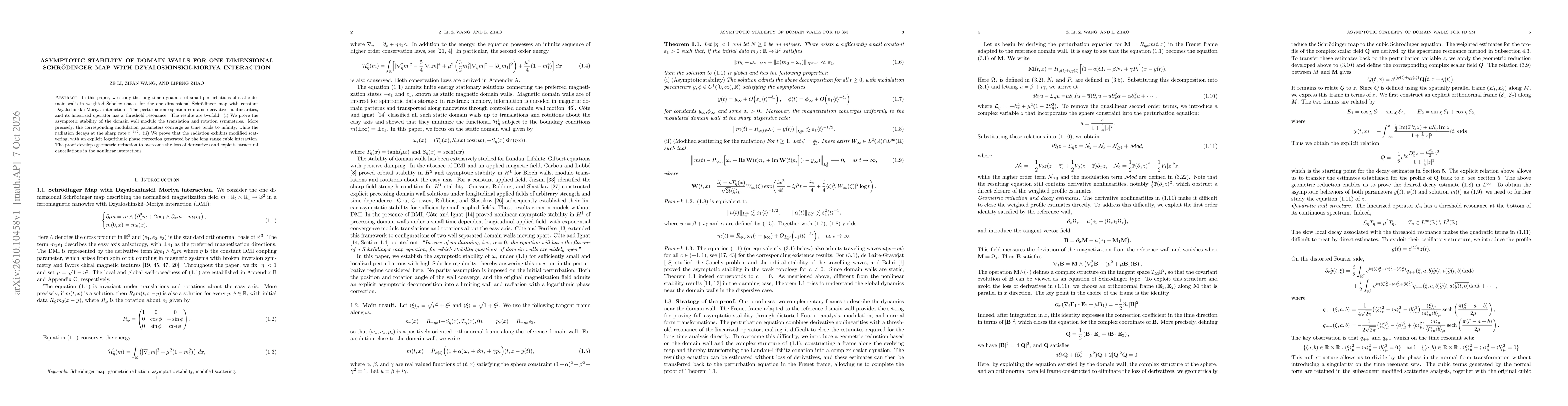 Thumbnail for Asymptotic Stability of Domain Walls for One Dimensional Schrödinger Map with Dzyaloshinskii-Moriya Interaction