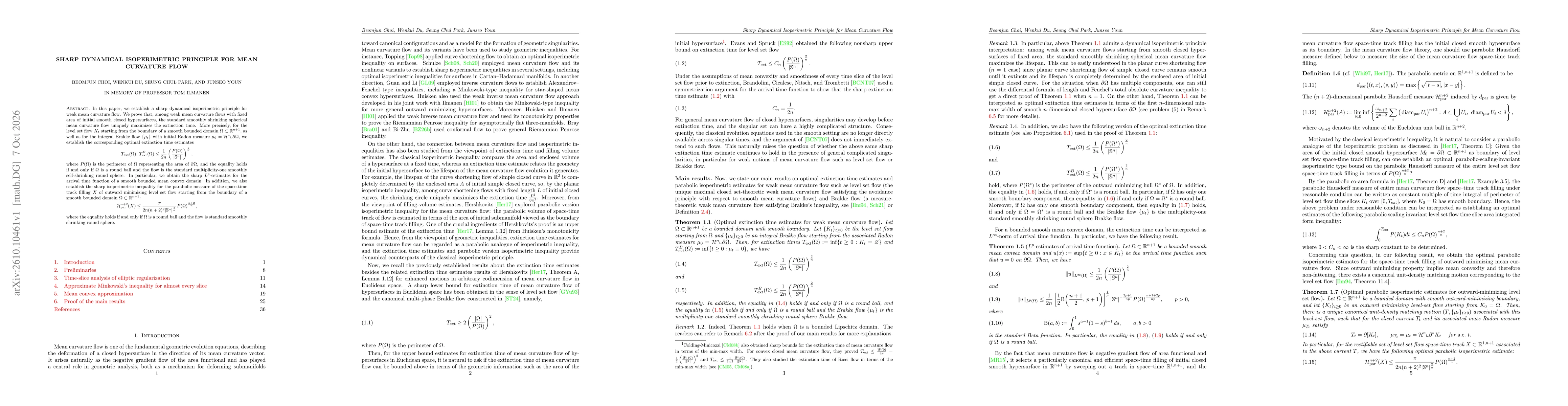 Thumbnail for Sharp dynamical isoperimetric principle for mean curvature flow
