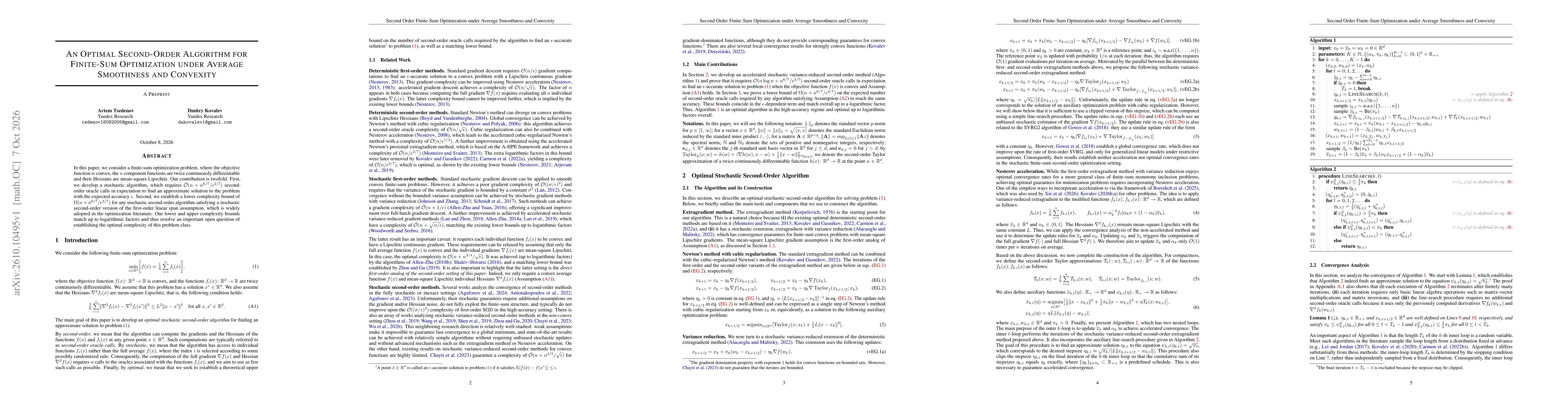 Thumbnail for An Optimal Second-Order Algorithm for Finite-Sum Optimization under Average Smoothness and Convexity