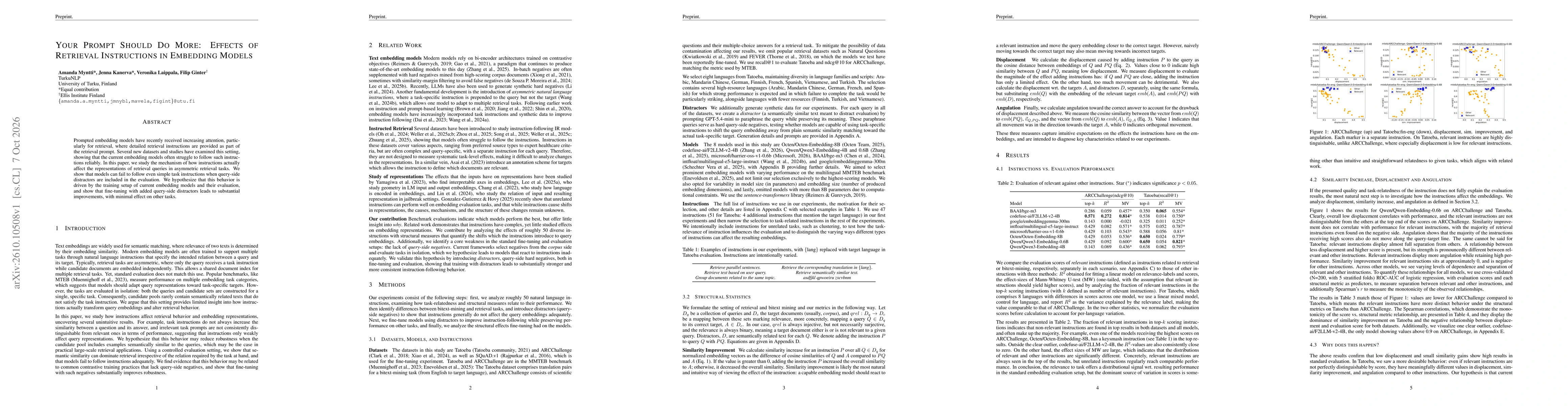 Thumbnail for Your Prompt Should Do More: Effects of Retrieval Instructions in Embedding Models