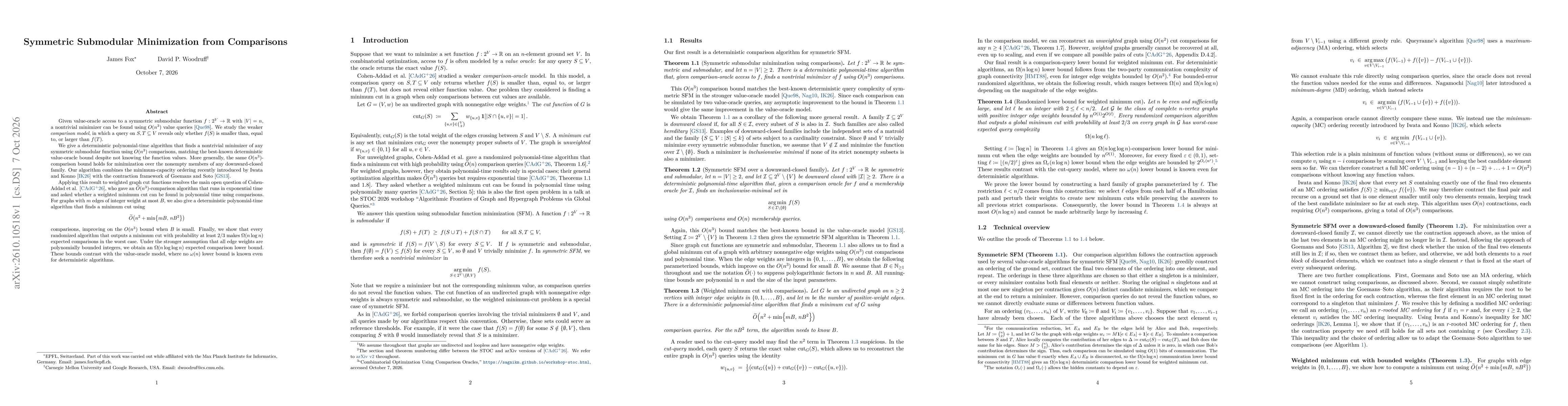 Thumbnail for Symmetric Submodular Minimization from Comparisons