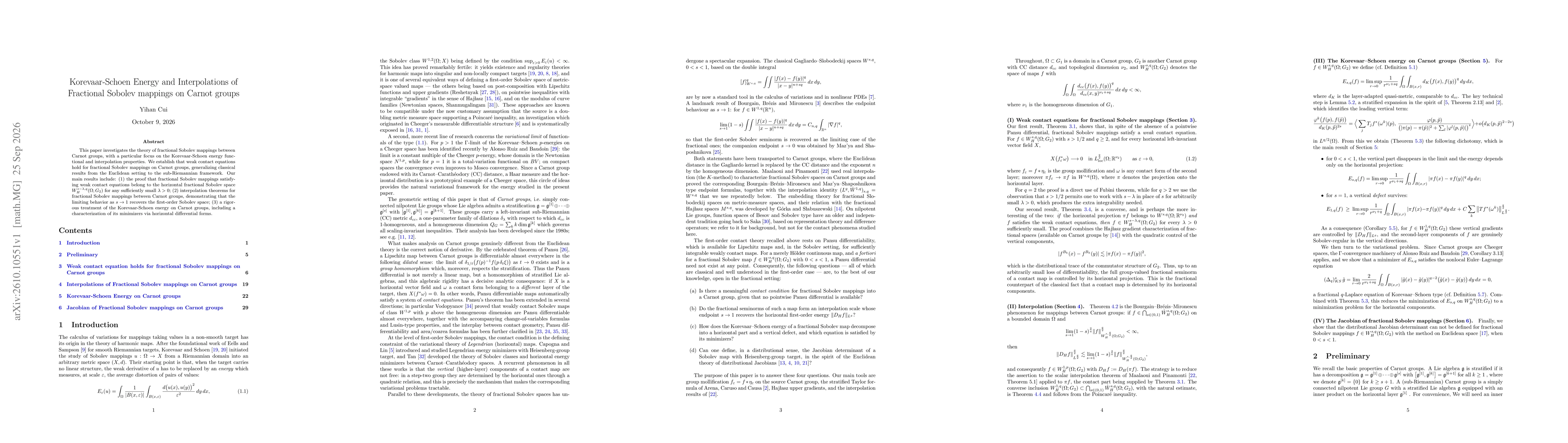 Thumbnail for Korevaar-Schoen Energy and Interpolations of Fractional Sobolev mappings on Carnot groups