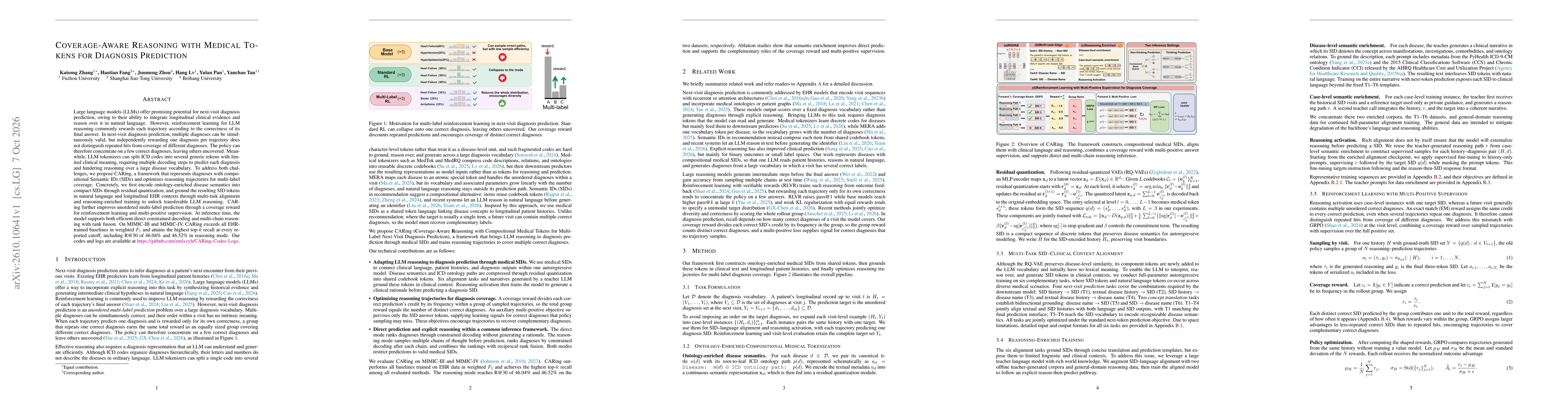 Thumbnail for Coverage-Aware Reasoning with Medical Tokens for Diagnosis Prediction