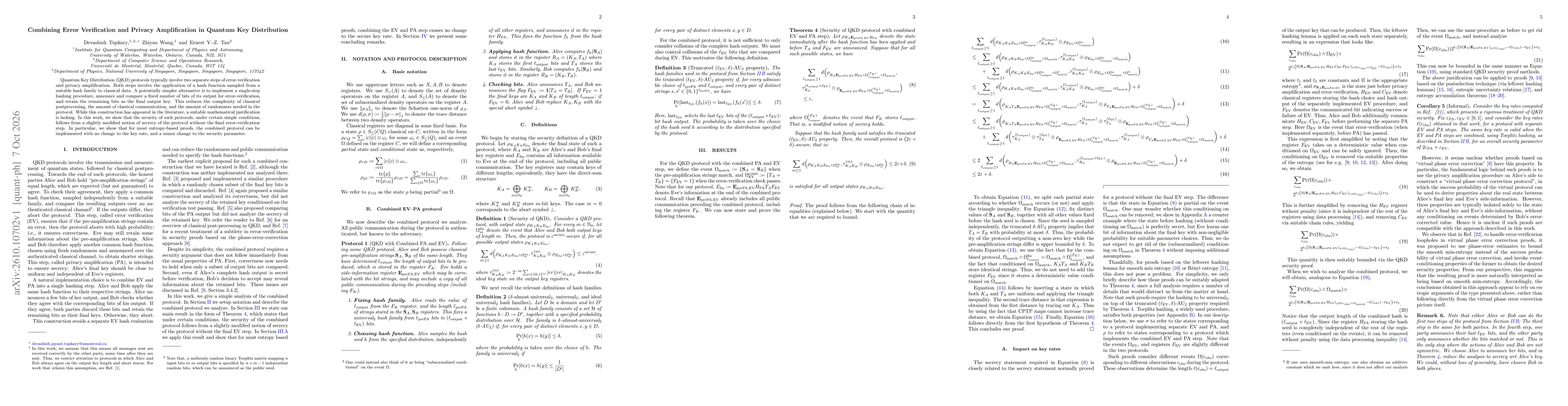 Thumbnail for Combining Error Verification and Privacy Amplification in Quantum Key Distribution