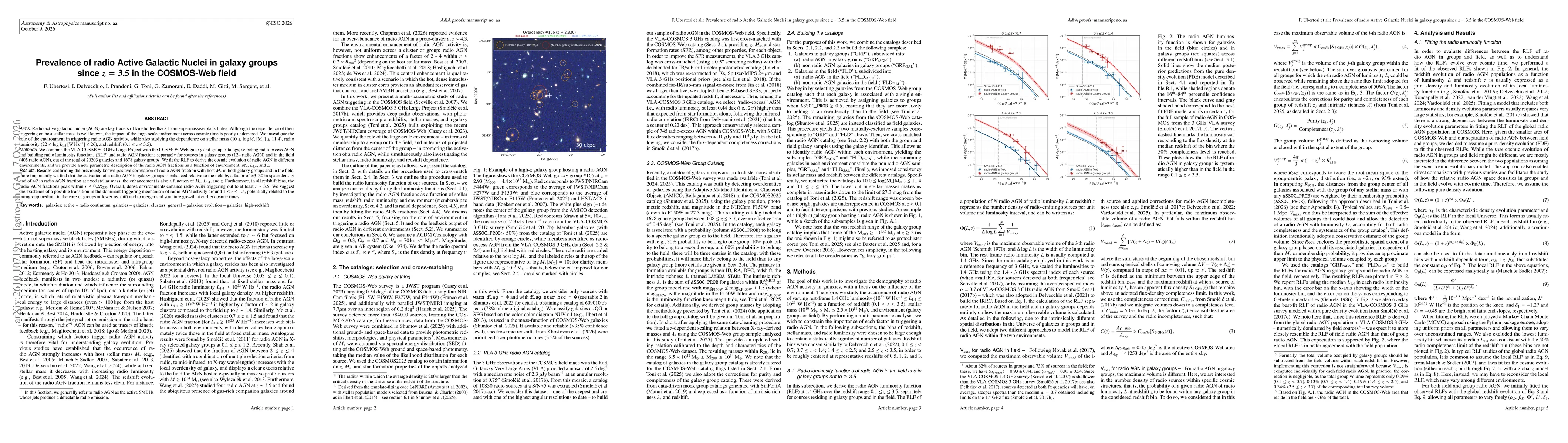 Thumbnail for Prevalence of radio Active Galactic Nuclei in galaxy groups since z=3.5 in the COSMOS-Web field