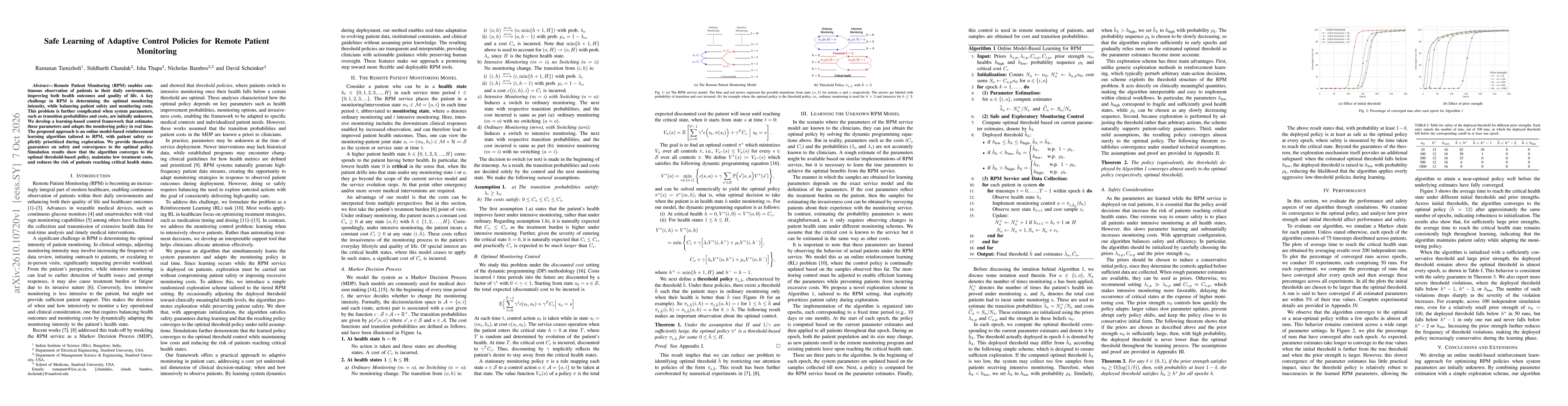 Thumbnail for Safe Learning of Adaptive Control Policies for Remote Patient Monitoring