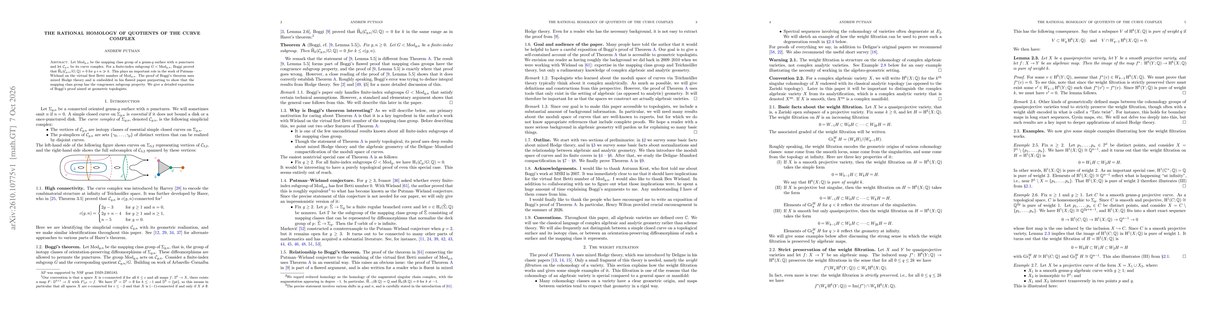 Thumbnail for The rational homology of quotients of the curve complex