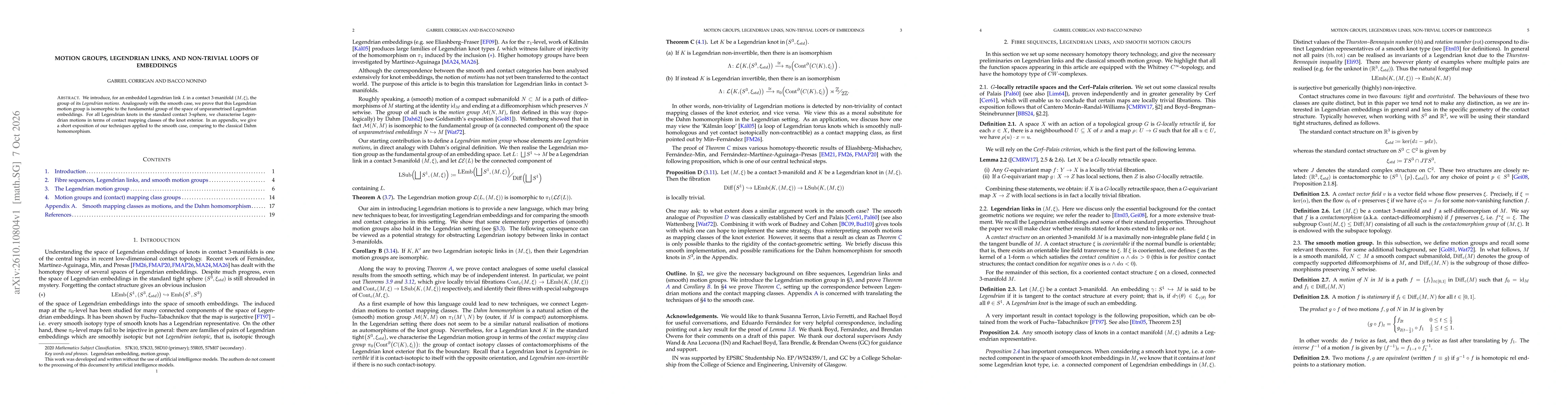 Thumbnail for Motion groups, Legendrian links, and non-trivial loops of embeddings