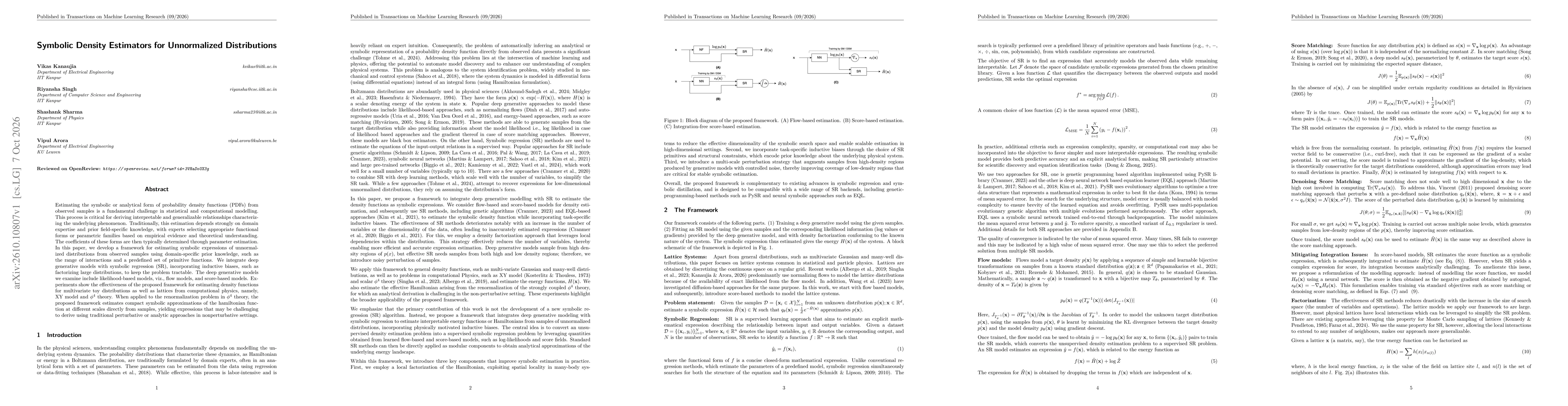 Thumbnail for Symbolic Density Estimators for Unnormalized Distributions
