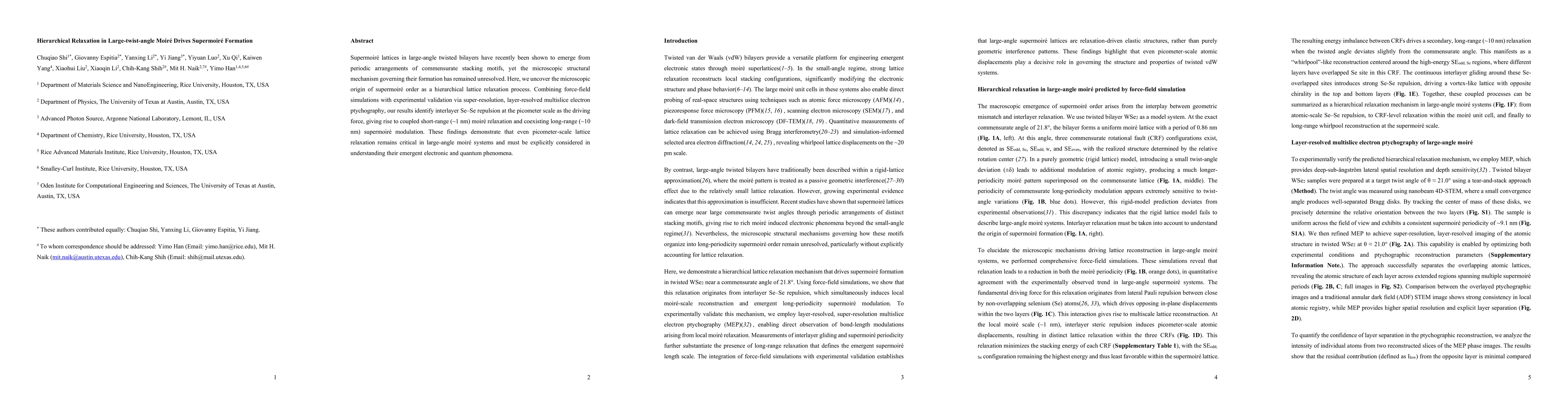 Thumbnail for Hierarchical Relaxation in Large-twist-angle Moire Drives Supermoire Formation