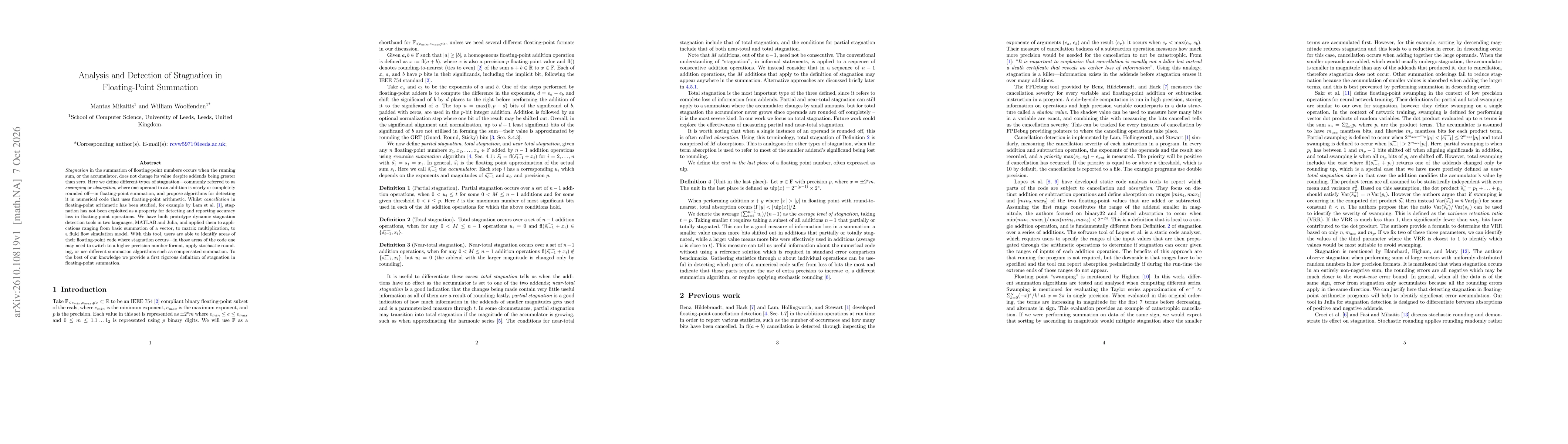 Thumbnail for Analysis and Detection of Stagnation in Floating-Point Summation