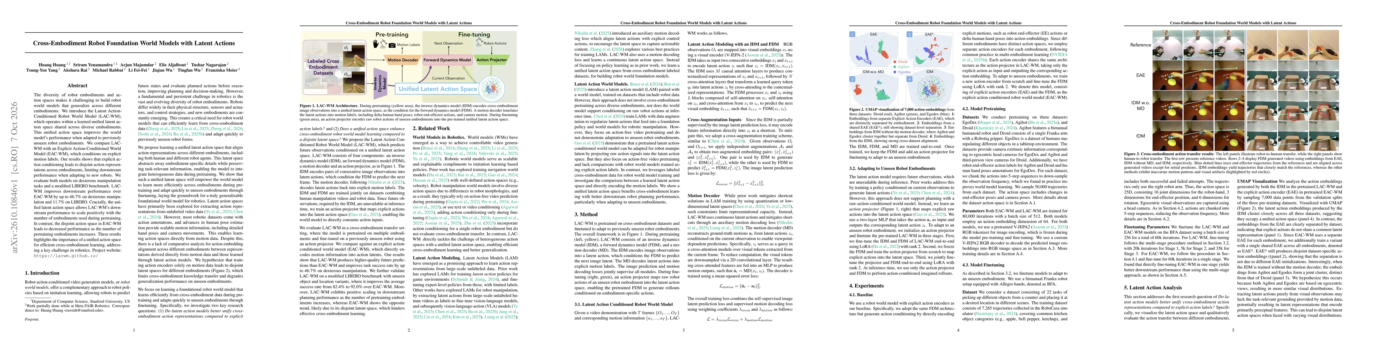 Thumbnail for Cross-Embodiment Robot Foundation World Models with Latent Actions