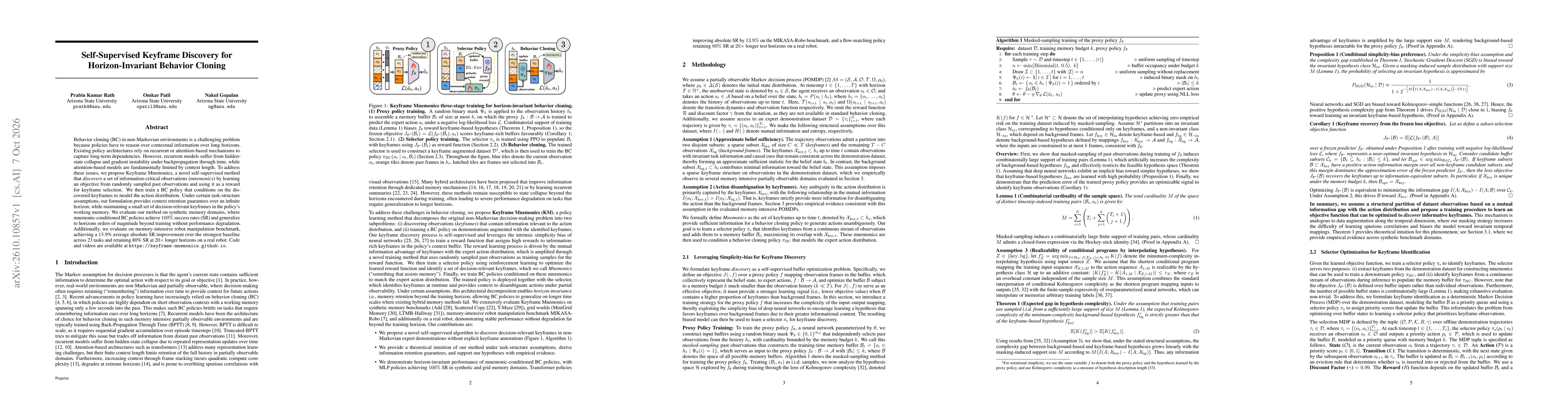Thumbnail for Self-Supervised Keyframe Discovery for Horizon-Invariant Behavior Cloning