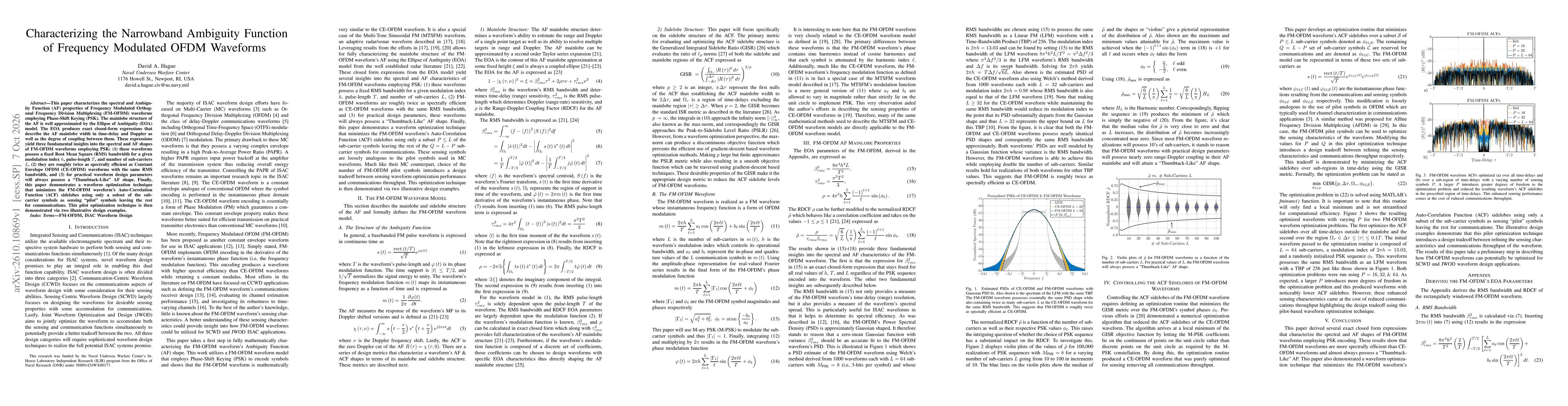 Thumbnail for Characterizing the Narrowband Ambiguity Function of Frequency Modulated OFDM Waveforms