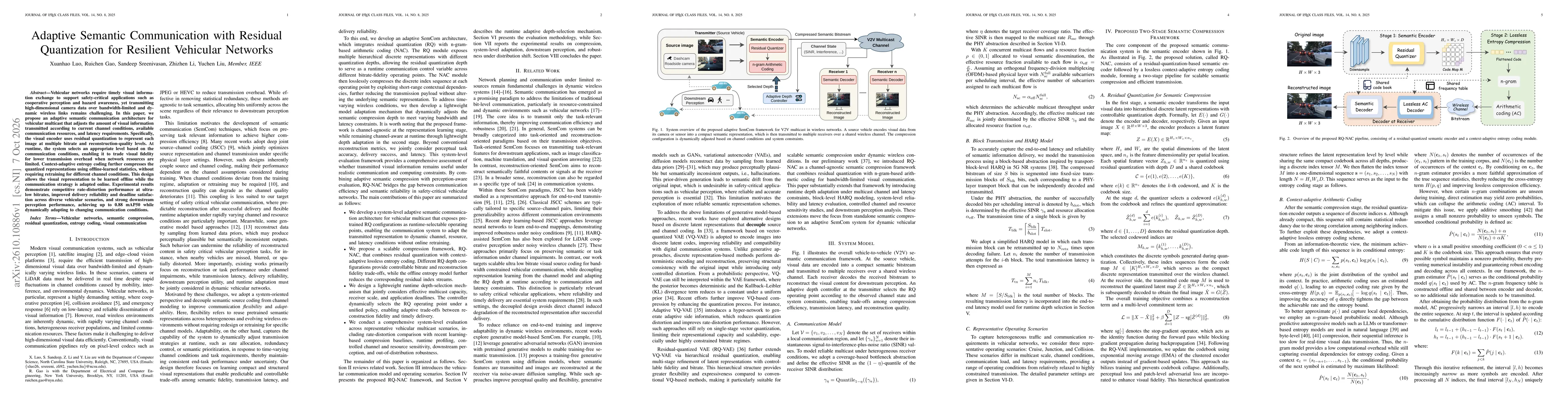 Thumbnail for Adaptive Semantic Communication with Residual Quantization for Resilient Vehicular Networks