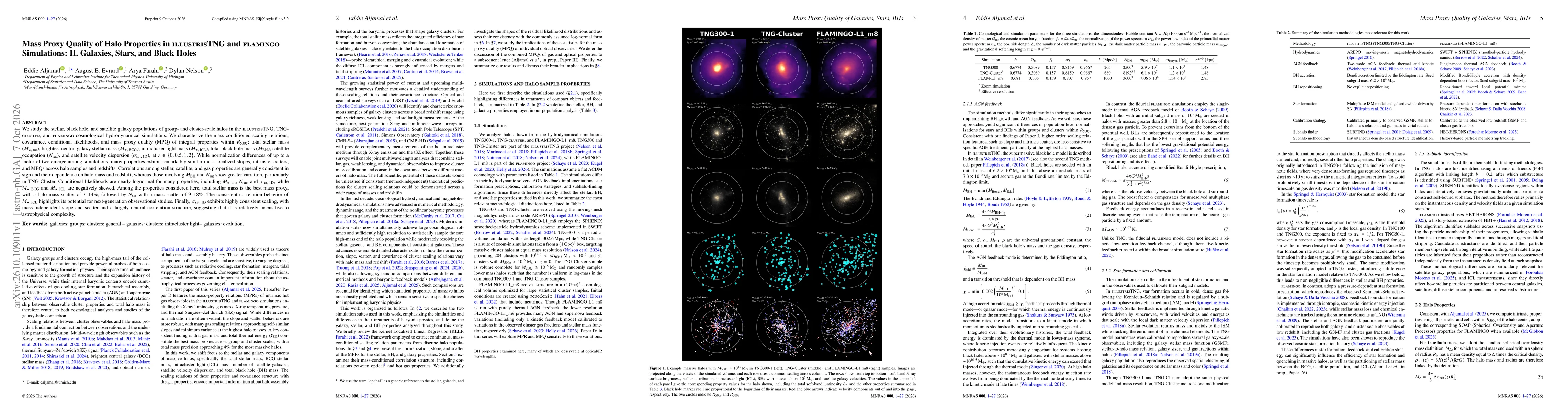 Thumbnail for Mass Proxy Quality of Halo Properties in IllustrisTNG and FLAMINGO Simulations: II. Galaxies, Stars, and Black Holes