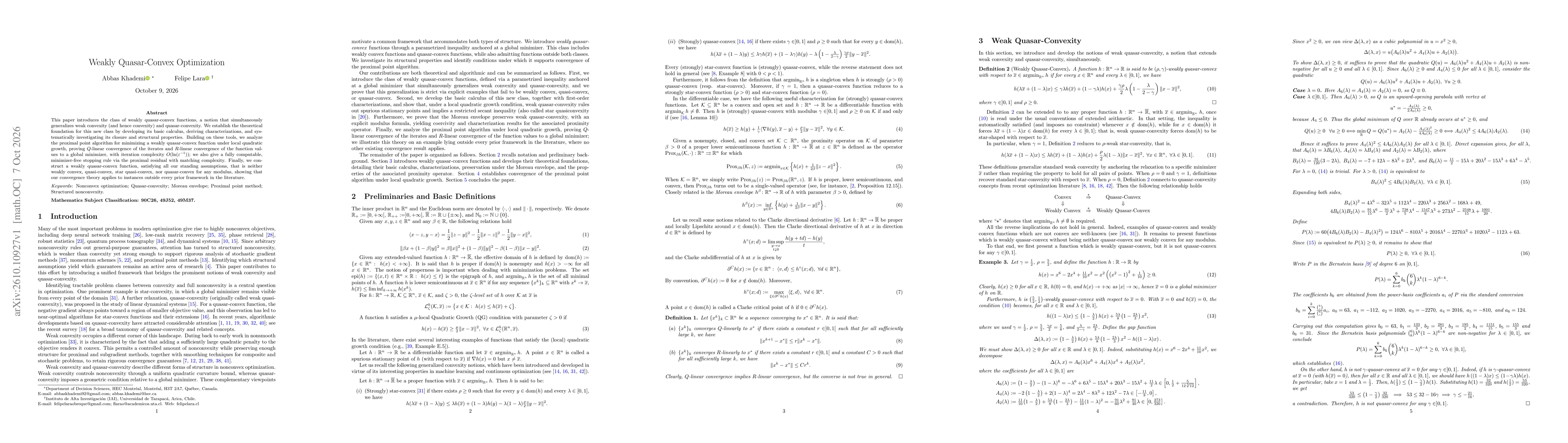 Thumbnail for Weakly Quasar-Convex Optimization