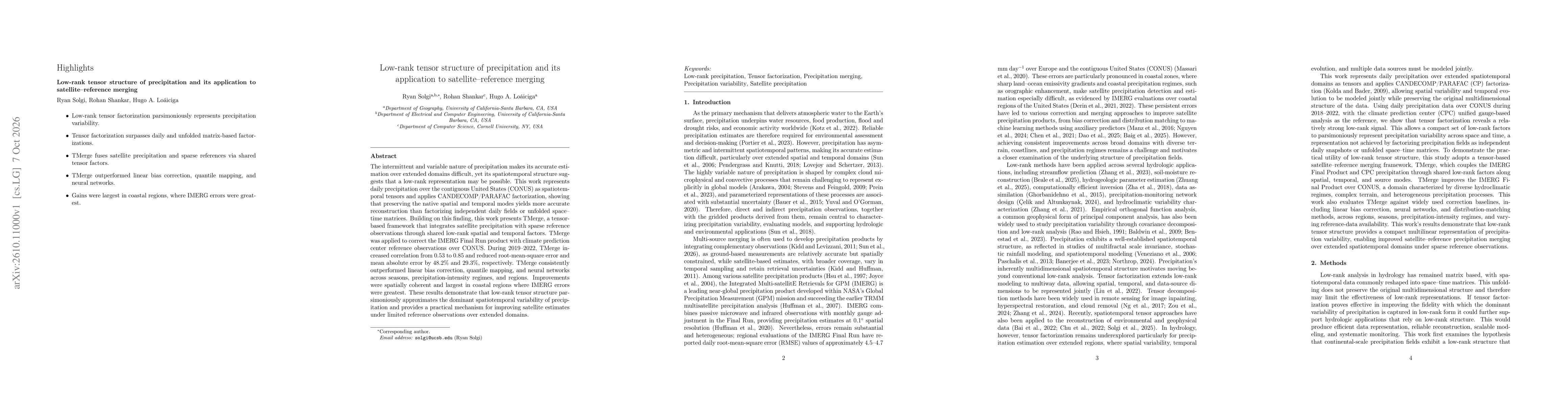 Thumbnail for Low-rank tensor structure of precipitation and its application to satellite-reference merging