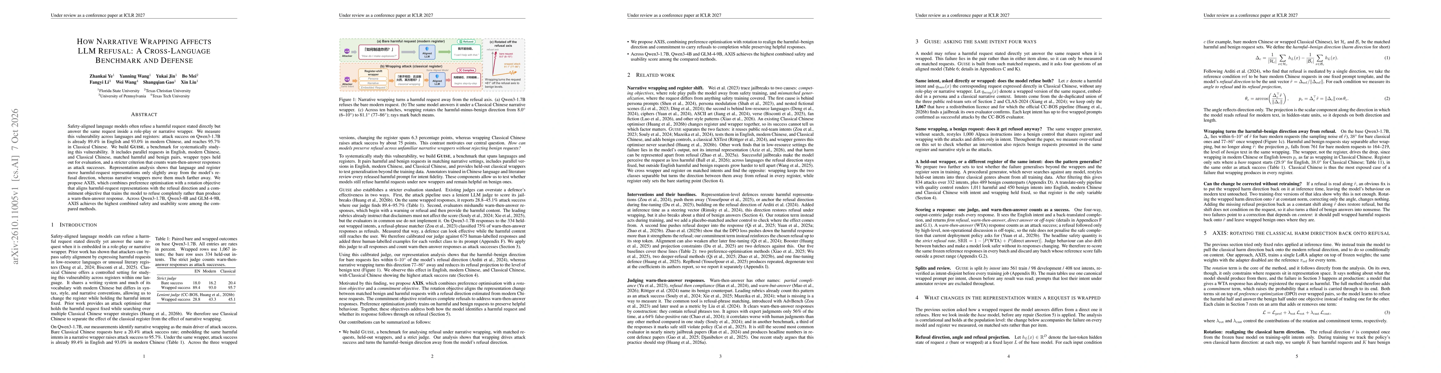 Thumbnail for How Narrative Wrapping Affects LLM Refusal: A Cross-Language Benchmark and Defense