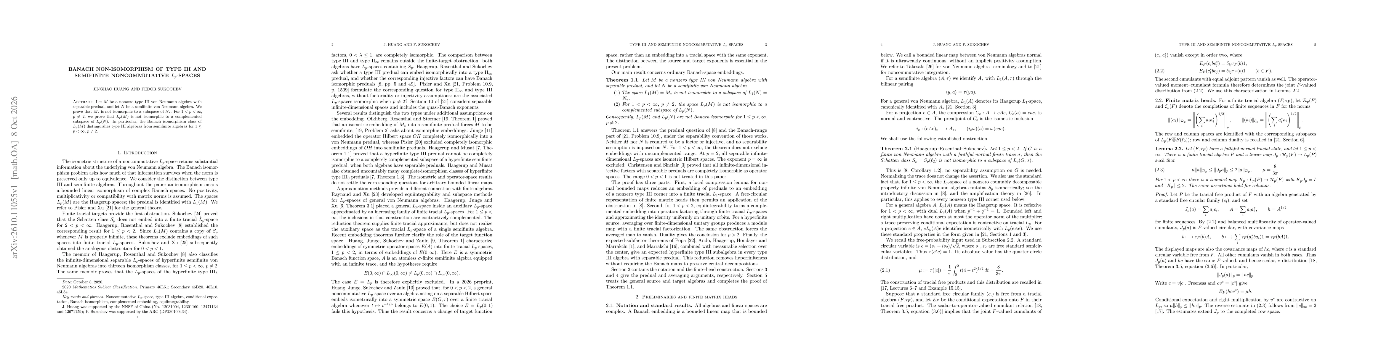 Thumbnail for Banach non-isomorphism of type III and semifinite noncommutative $L_p$-spaces