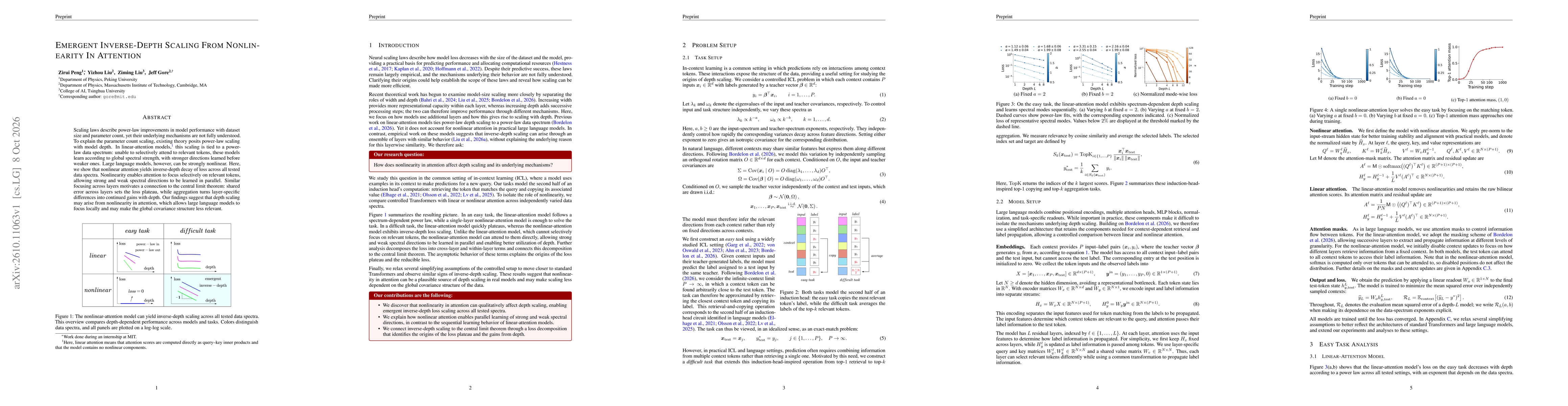 Thumbnail for Emergent Inverse-Depth Scaling From Nonlinearity In Attention