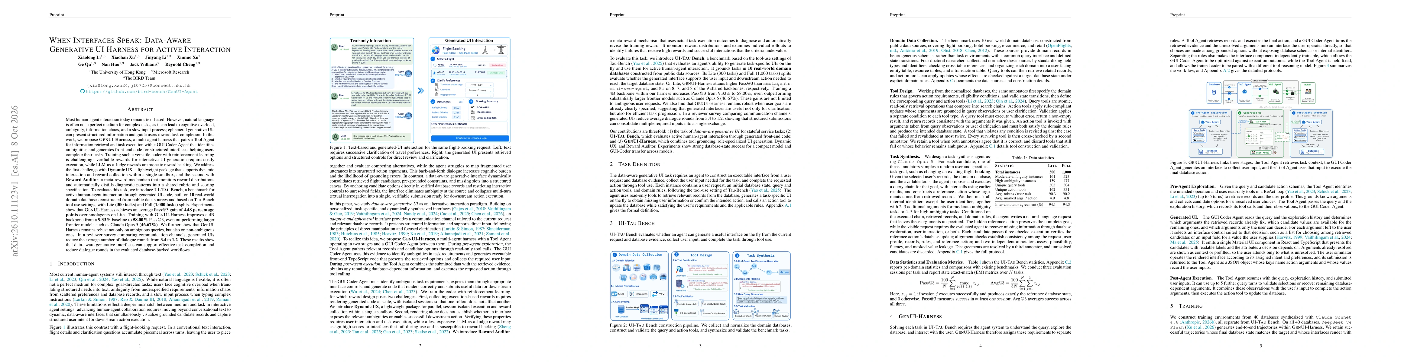 Thumbnail for When Interfaces Speak: Data-Aware Generative UI Harness for Active Interaction