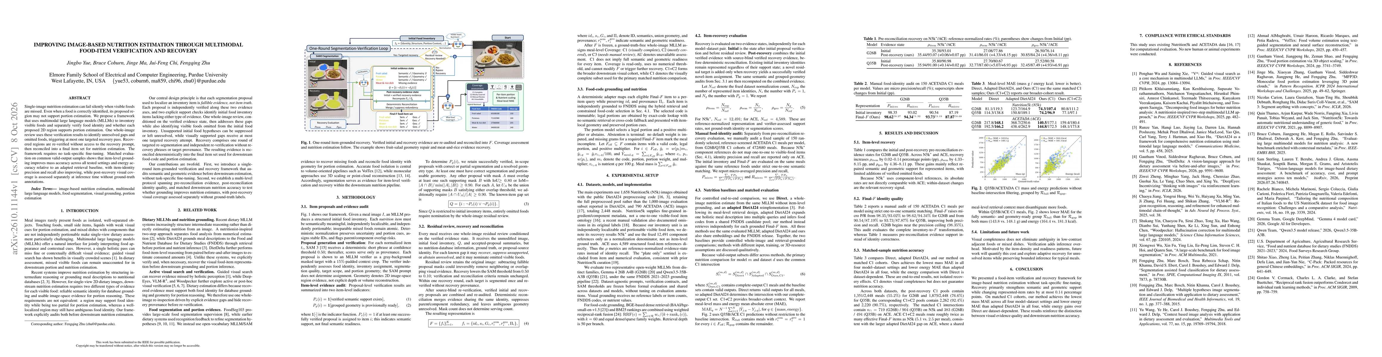 Thumbnail for Improving Image-Based Nutrition Estimation Through Multimodal Food-Item Verification and Recovery