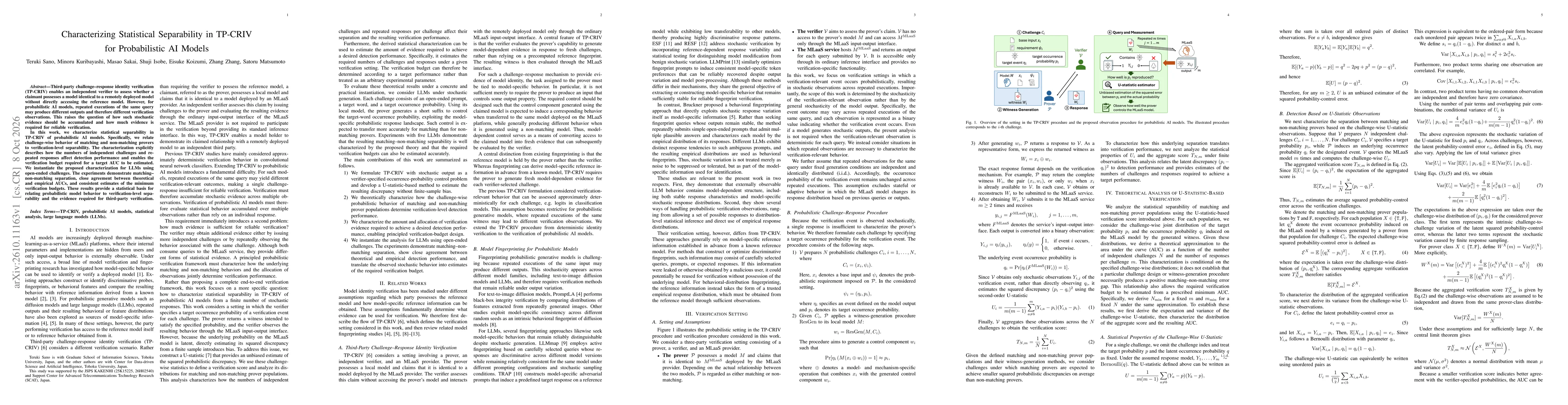 Thumbnail for Characterizing Statistical Separability in TP-CRIV for Probabilistic AI Models