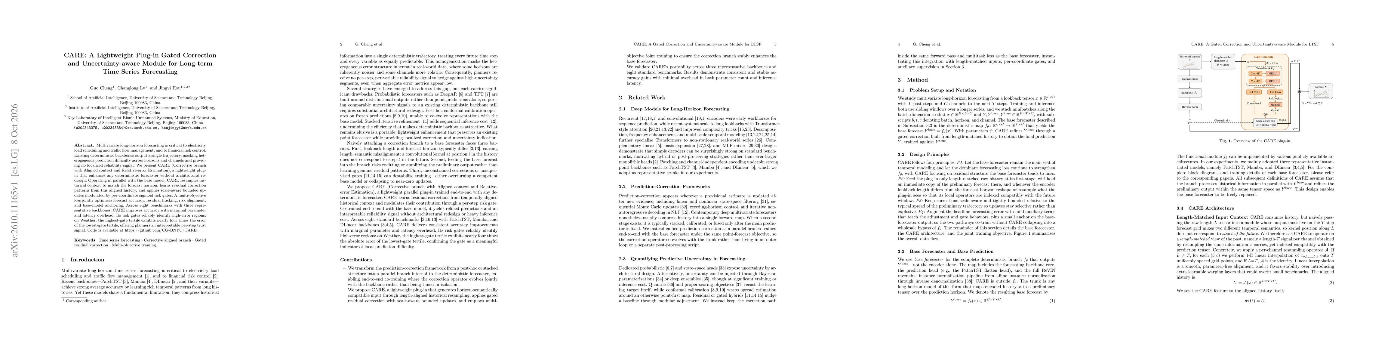 Thumbnail for CARE: A Lightweight Plug-in Gated Correction and Uncertainty-aware Module for Long-term Time Series Forecasting