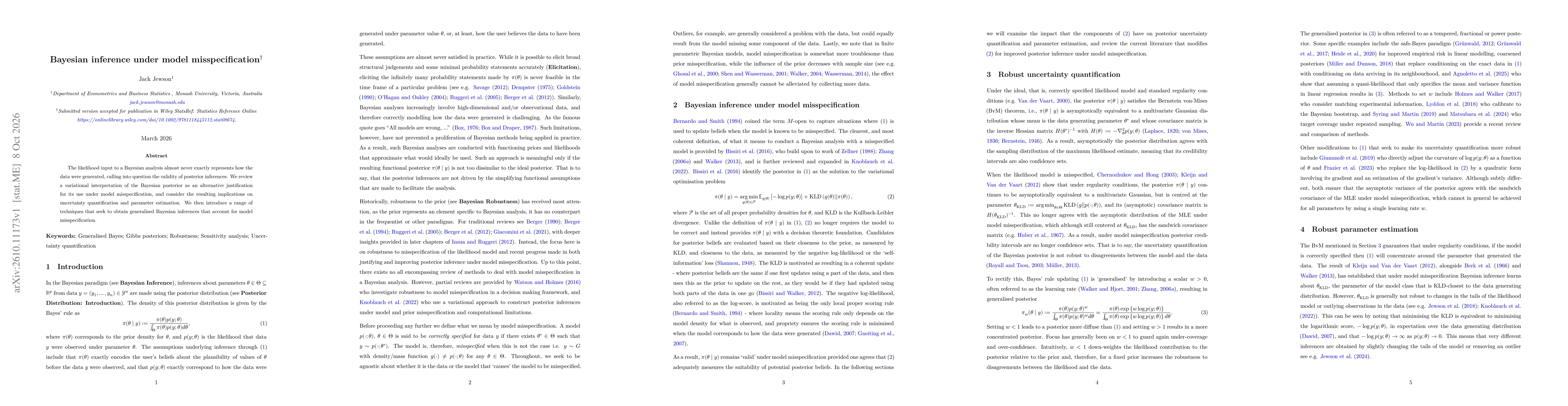 Thumbnail for Bayesian inference under model misspecification