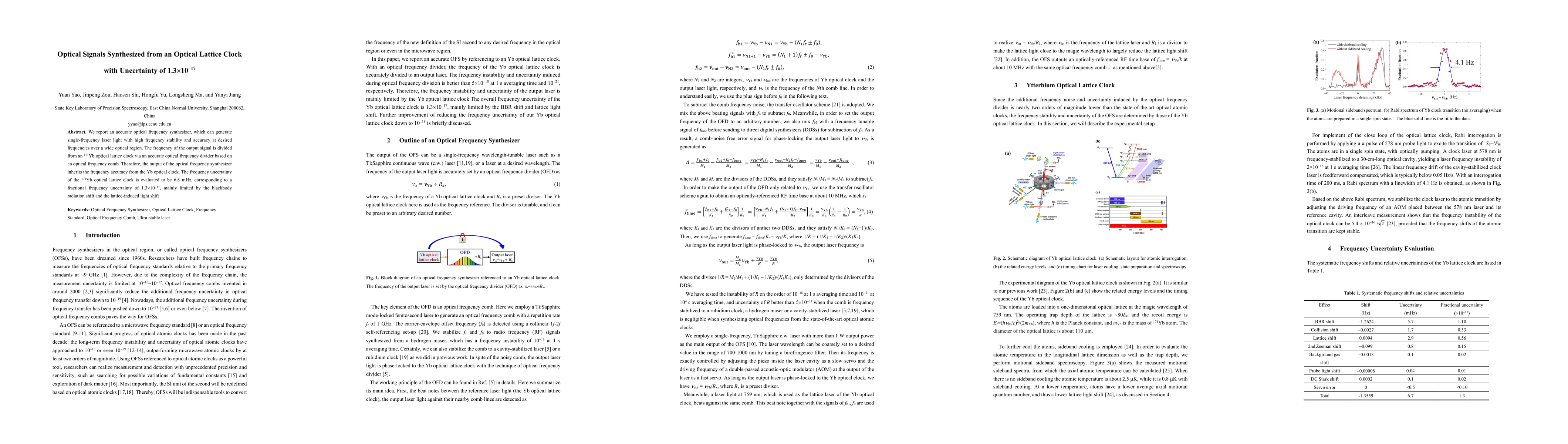 Thumbnail for Optical Signals Synthesized from an Optical Lattice Clock with Uncertainty of 1.3E-17