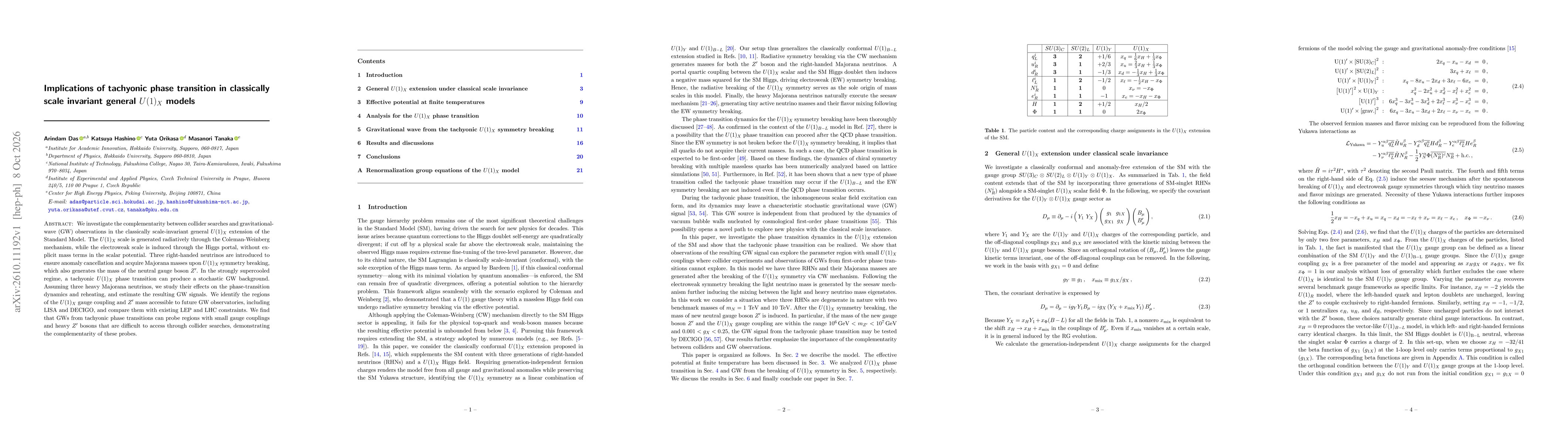 Thumbnail for Implications of tachyonic phase transition in classically scale invariant general $U(1)_{X}$ models