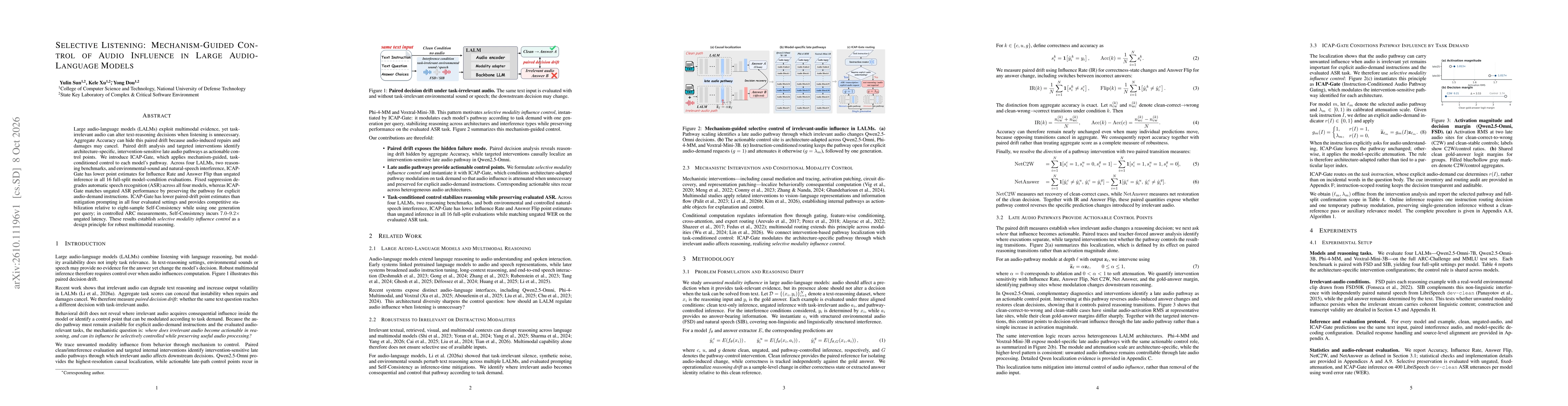 Thumbnail for Selective Listening: Mechanism-Guided Control of Audio Influence in Large Audio-Language Models