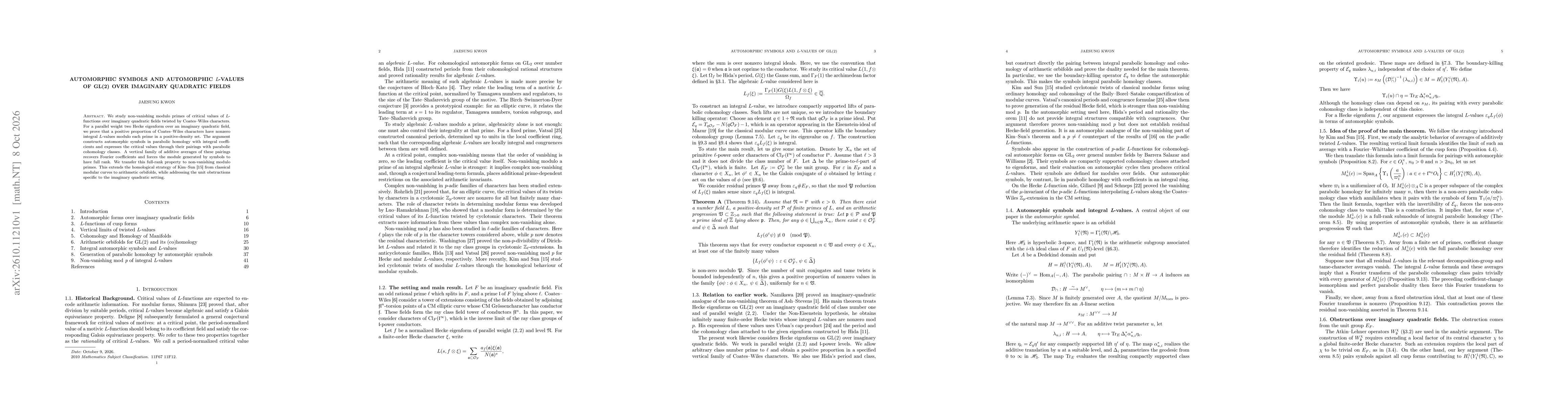 Thumbnail for Automorphic symbols and automorphic \emph{L}-values of GL(2) over imaginary quadratic fields