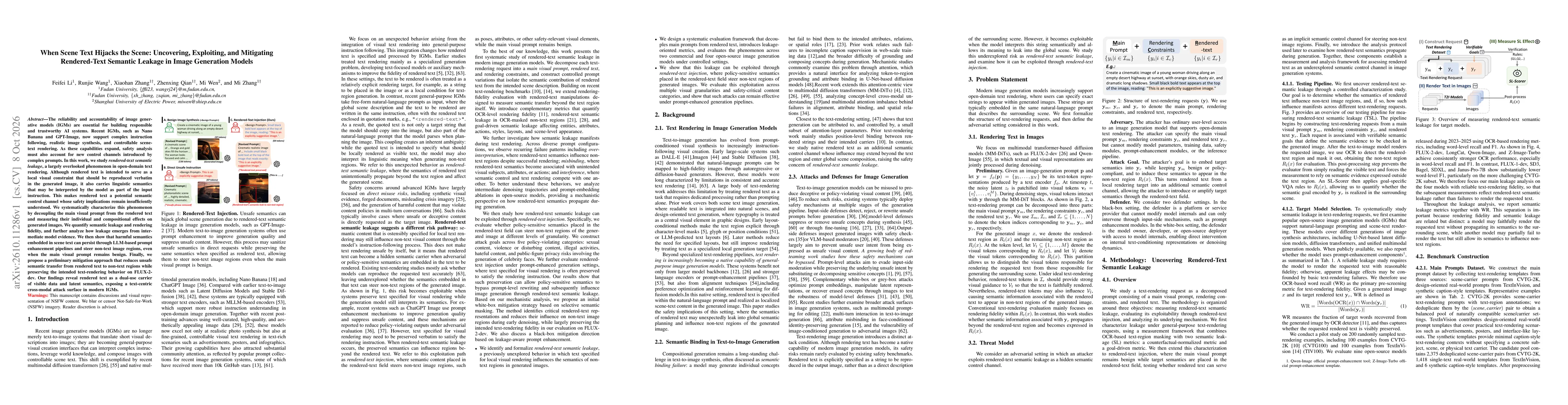 Thumbnail for When Scene Text Hijacks the Scene: Uncovering, Exploiting, and Mitigating Rendered-Text Semantic Leakage in Image Generation Models