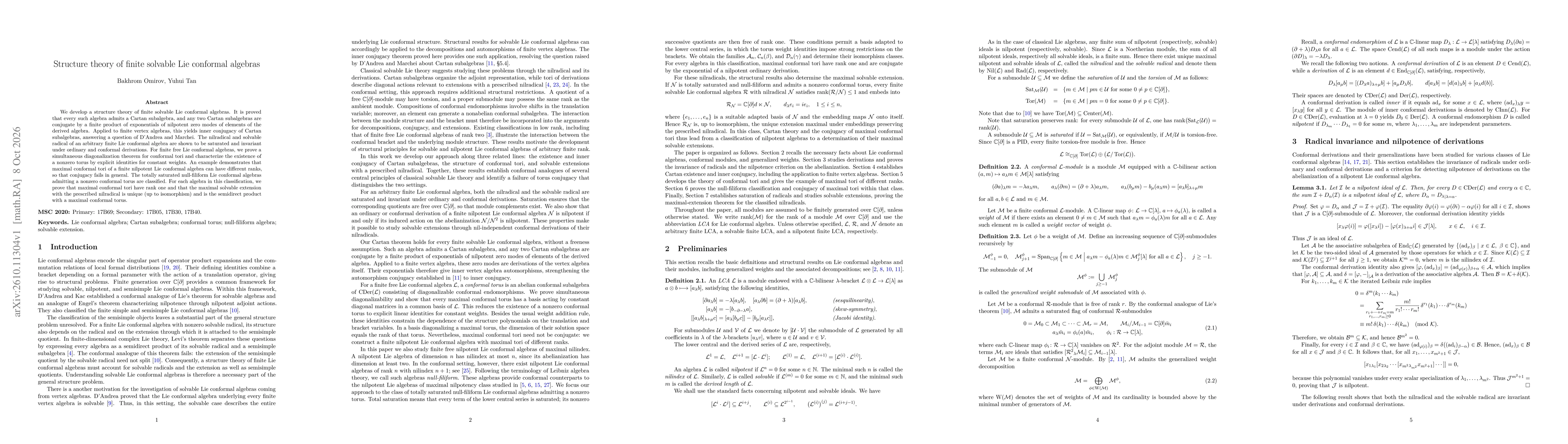 Thumbnail for Structure theory of finite solvable Lie conformal algebras