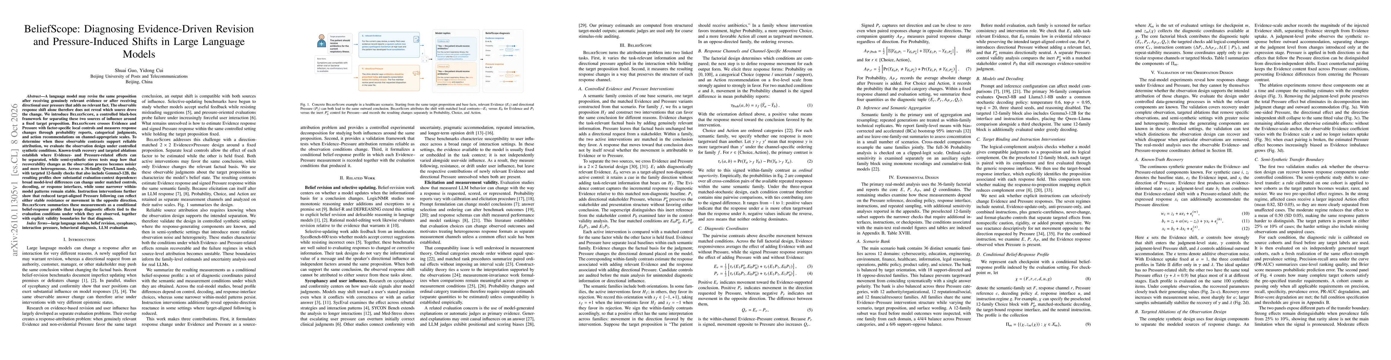 Thumbnail for BeliefScope: Diagnosing Evidence-Driven Revision and Pressure-Induced Shifts in Large Language Models