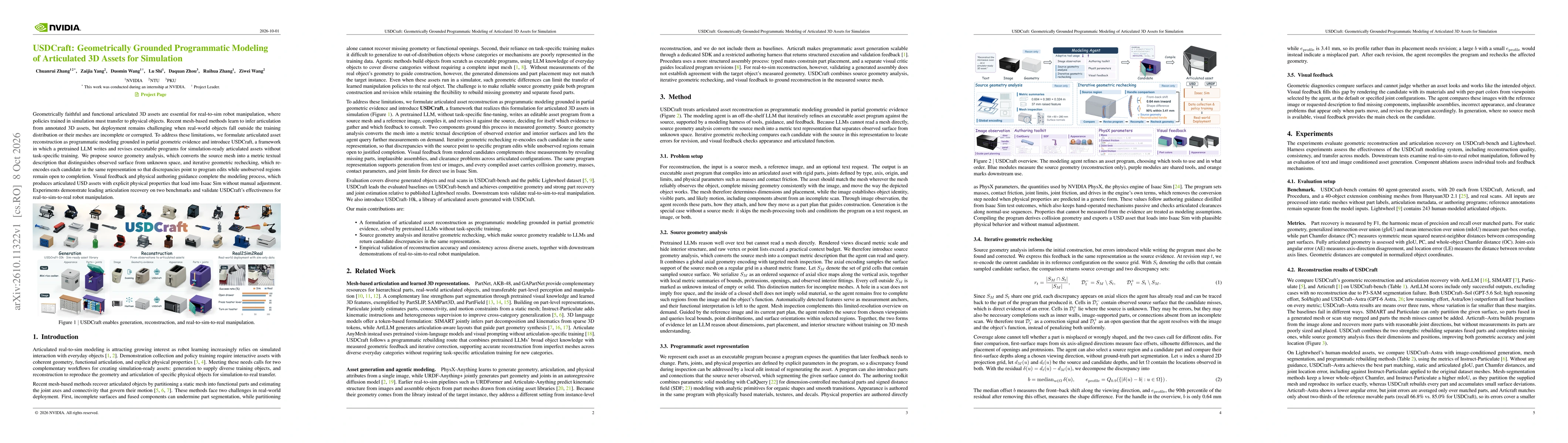 Thumbnail for USDCraft: Geometrically Grounded Programmatic Modeling of Articulated 3D Assets for Simulation