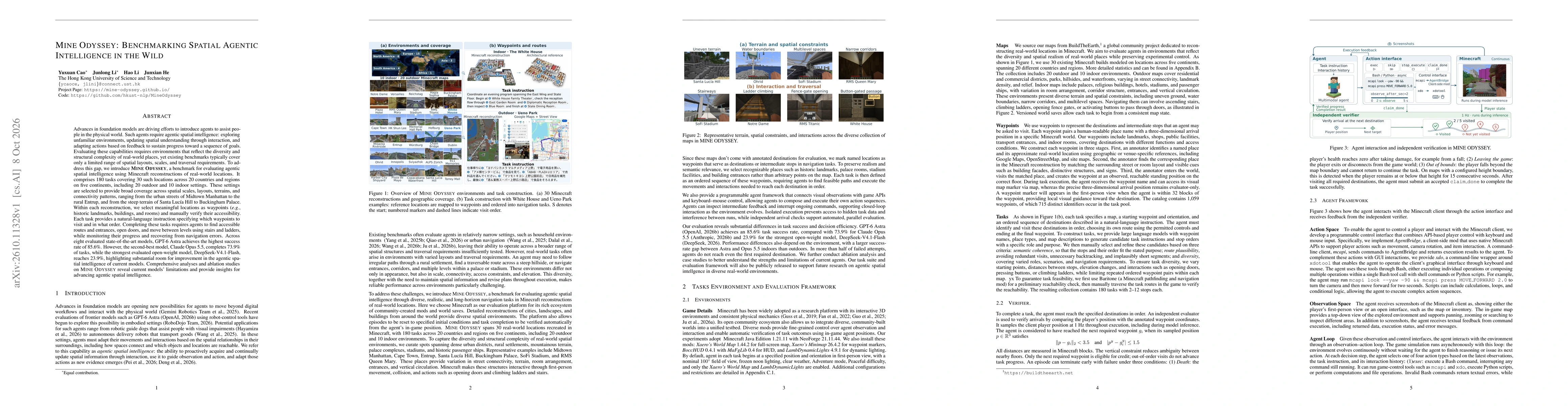 Thumbnail for Mine Odyssey: Benchmarking Spatial Agentic Intelligence in the Wild