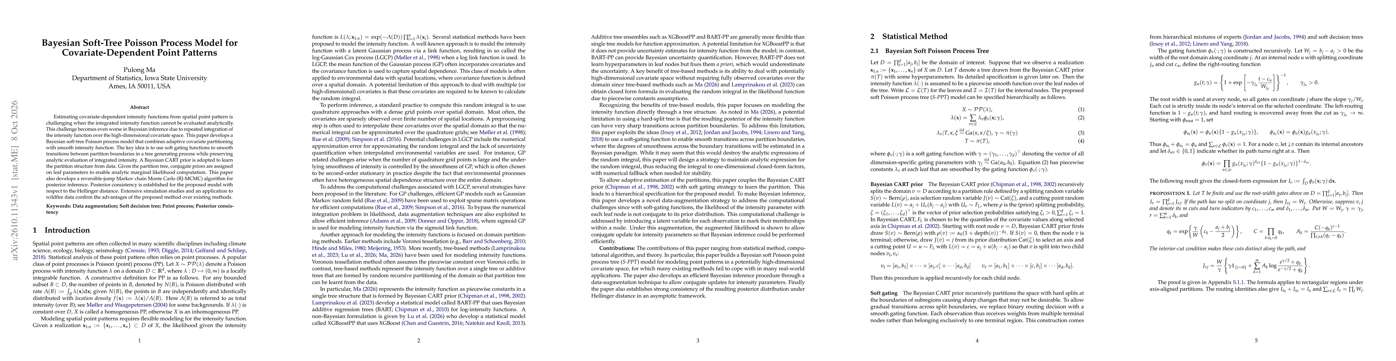 Thumbnail for Bayesian Soft-Tree Poisson Process Model for Covariate-Dependent Point Patterns