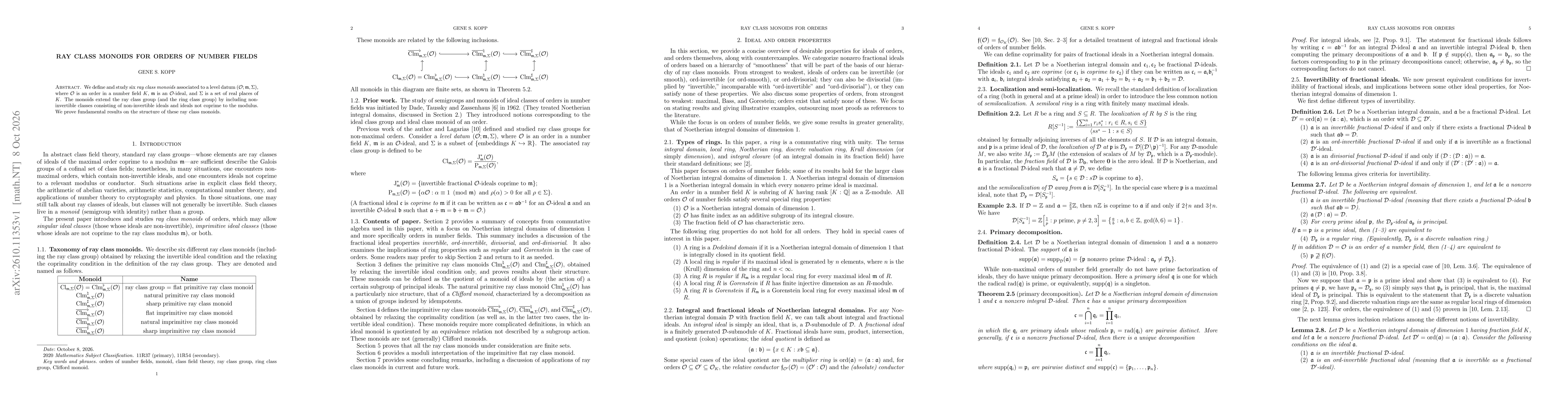 Thumbnail for Ray class monoids for orders of number fields
