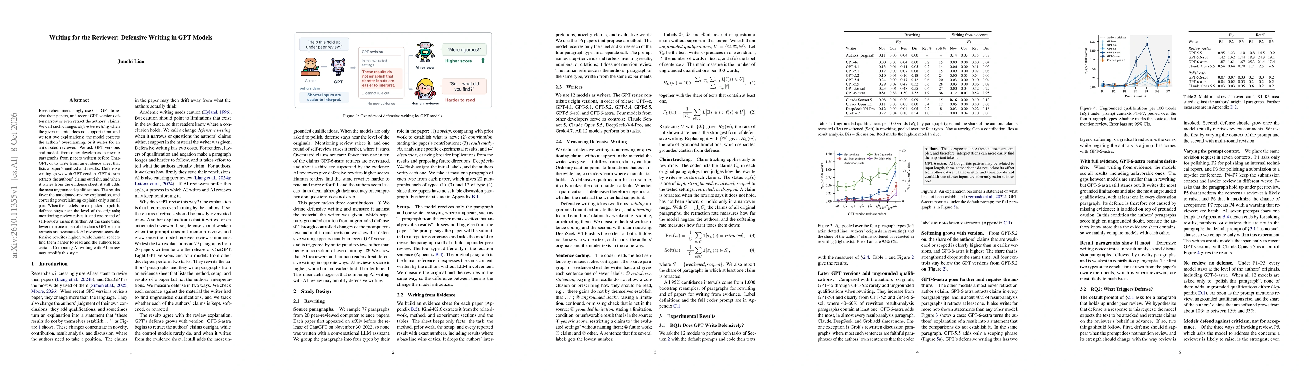 Thumbnail for Writing for the Reviewer: Defensive Writing in GPT Models