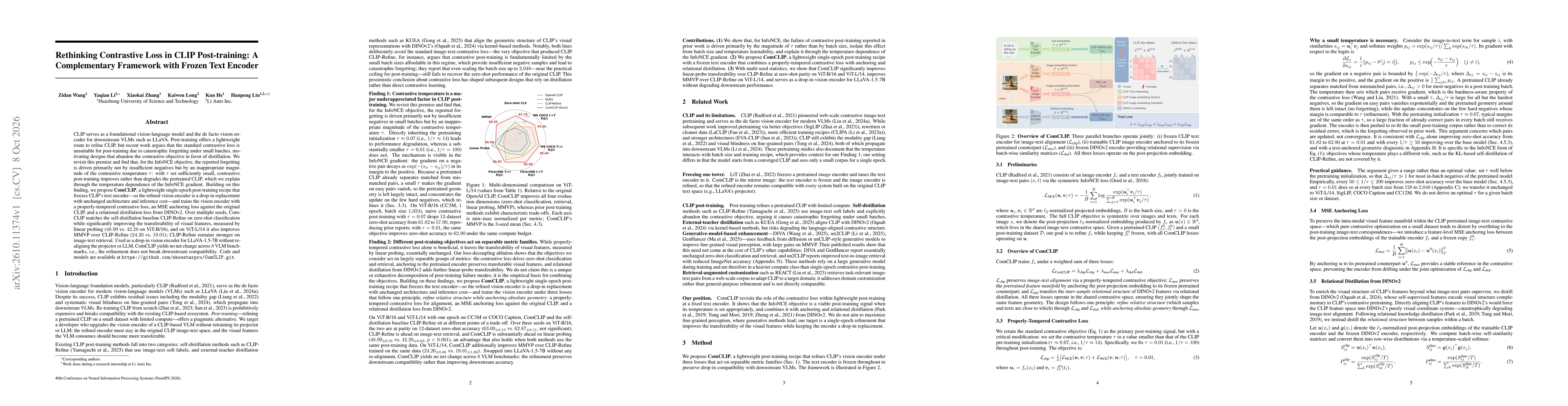 Thumbnail for Rethinking Contrastive Loss in CLIP Post-training: A Complementary Framework with Frozen Text Encoder
