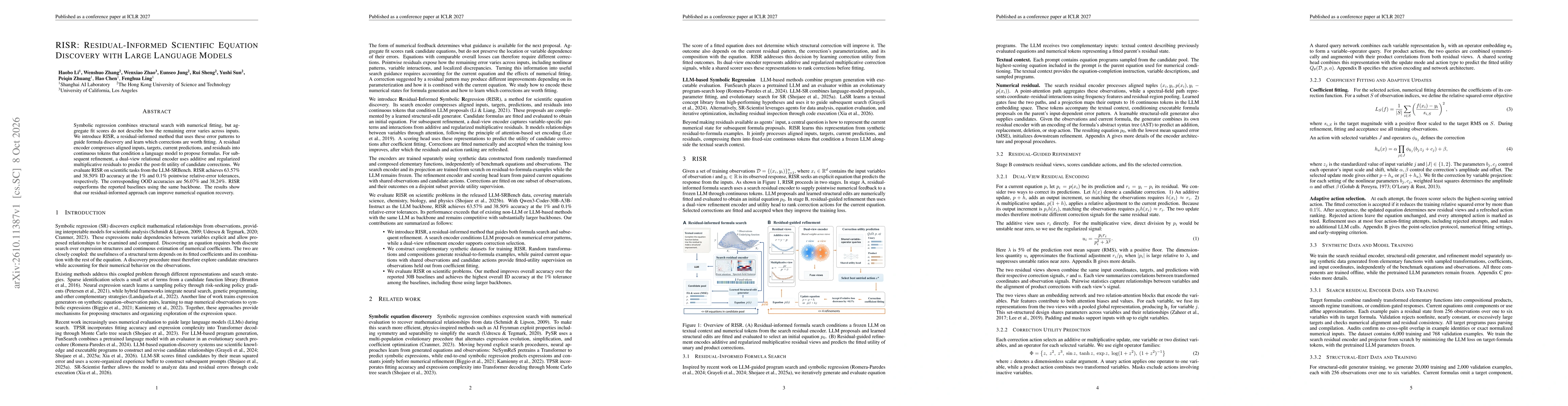 Thumbnail for RISR: Residual-Informed Scientific Equation Discovery with Large Language Models