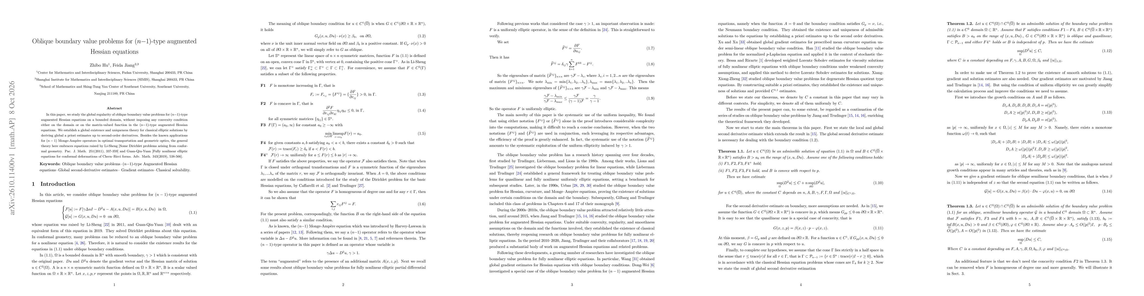 Thumbnail for Oblique boundary value problems for n-1type augmented Hessian equations
