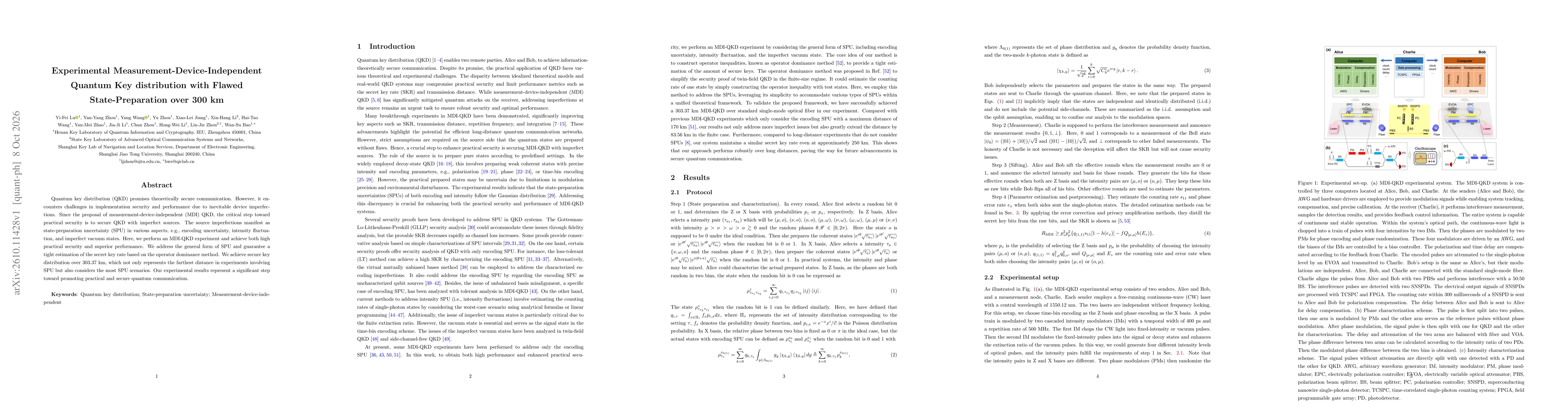 Thumbnail for Experimental Measurement-Device-Independent Quantum Key distribution with Flawed State-Preparation over 300 km