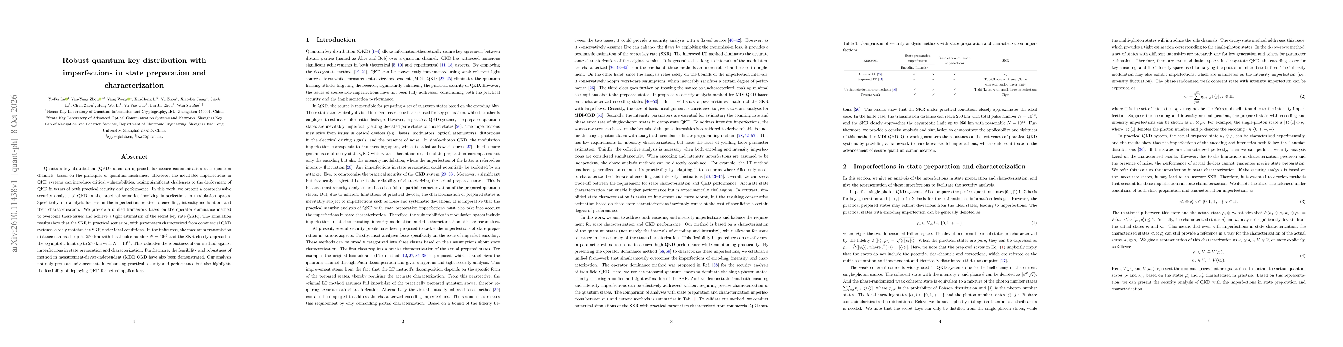 Thumbnail for Robust quantum key distribution with imperfections in state preparation and characterization